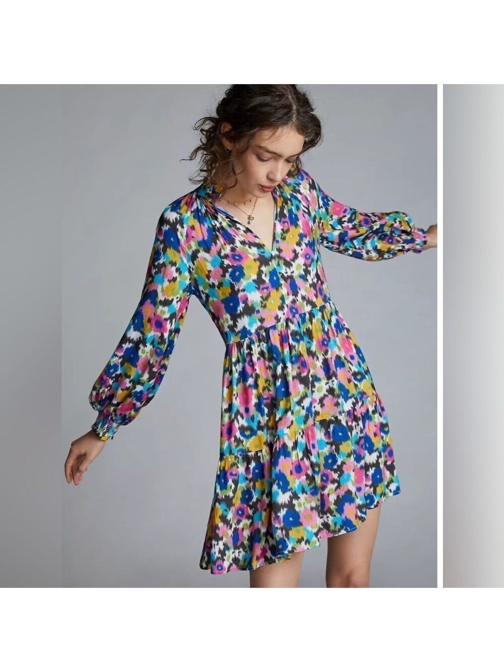 Anthropologie Ranna Gill Katya Ruffled Floral Mini Dress